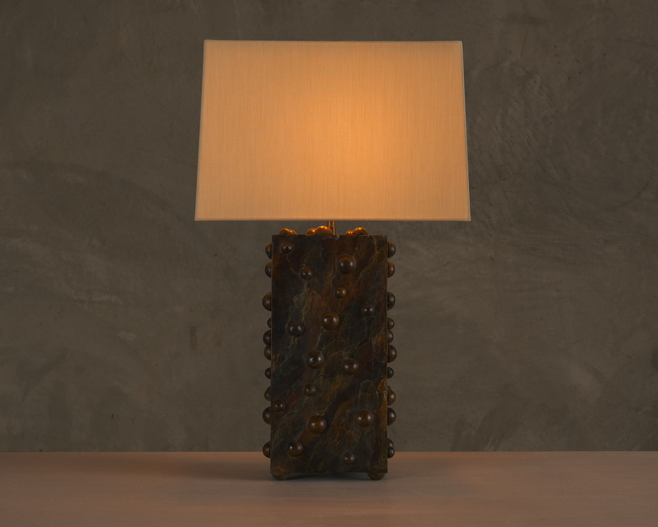 BC WORKSHOP MARBLED VERTICAL STUDDED LAMP BY LIKA MOORE